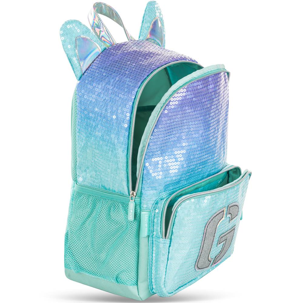 Eazy Kids – Backpack w/Lunch Bag and Pencil Case – 17Inch – Set of 3 – Girl Glitter Green