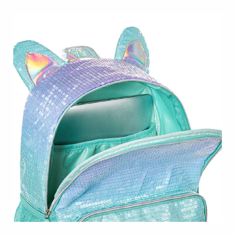 Eazy Kids – Backpack w/Lunch Bag and Pencil Case – 17Inch – Set of 3 – Girl Glitter Green