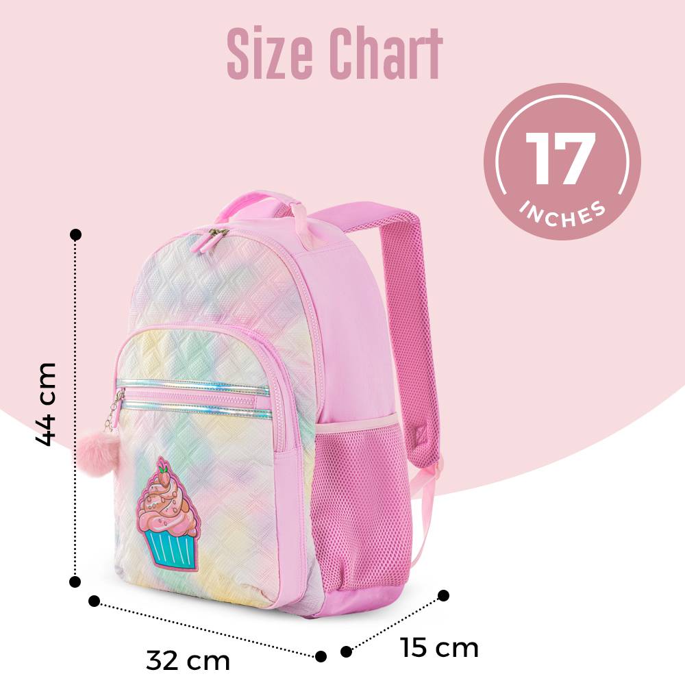 Eazy Kids – Backpack w/Lunch Bag and Pencil Case – 17Inch – Set of 3 – Sugar Pop Pink