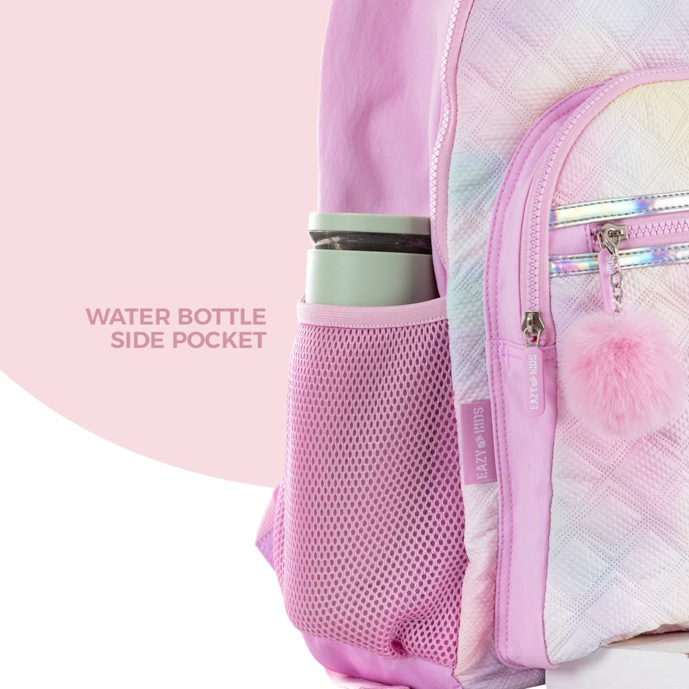 Eazy Kids – Backpack w/Lunch Bag and Pencil Case – 17Inch – Set of 3 – Sugar Pop Pink