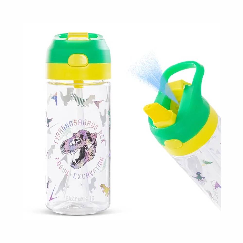 Eazy Kids - Dinosaur Tritan Water Bottle W/Spray 500ml - Green