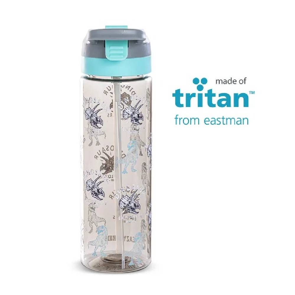 Eazy Kids - Dinosaur Tritan Water Bottle W/Spray 750ml - Grey