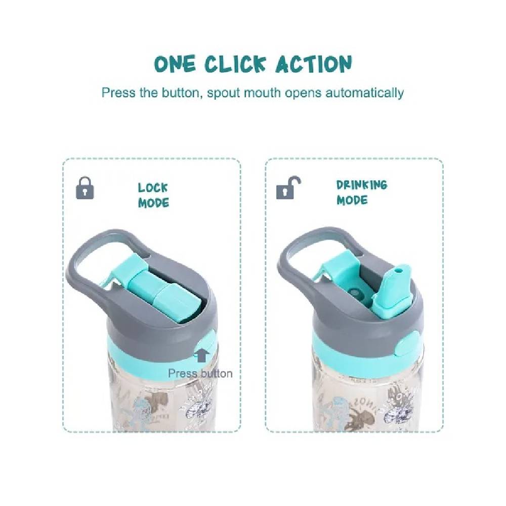 Eazy Kids – Dinosaur Tritan Water Bottle W/Spray 750ml – Grey
