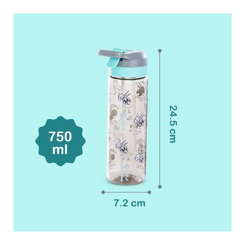 Eazy Kids – Dinosaur Tritan Water Bottle W/Spray 750ml – Grey