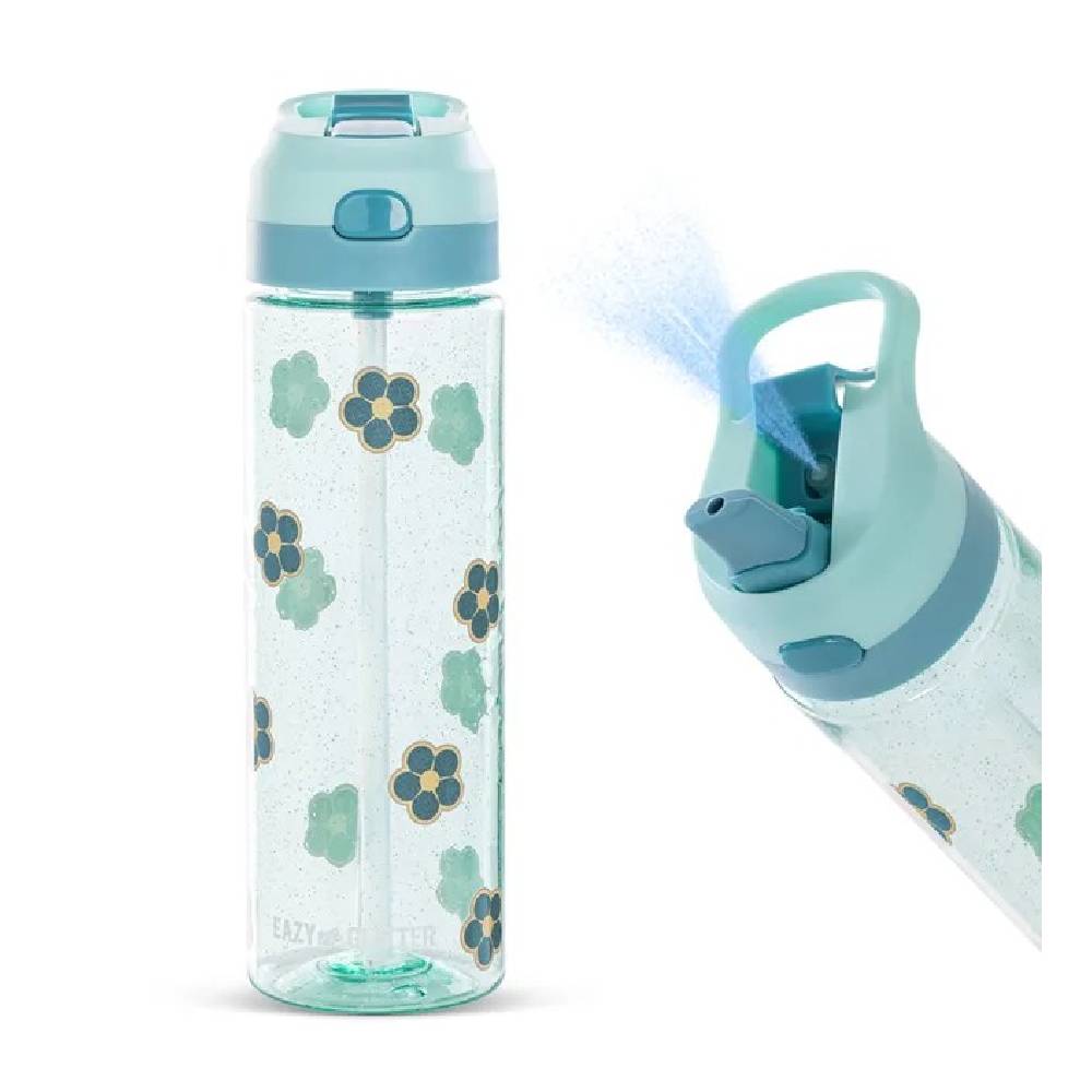 Eazy Kids - Flora Tritan Water Bottle W/Spray 750ml - Gitter Green