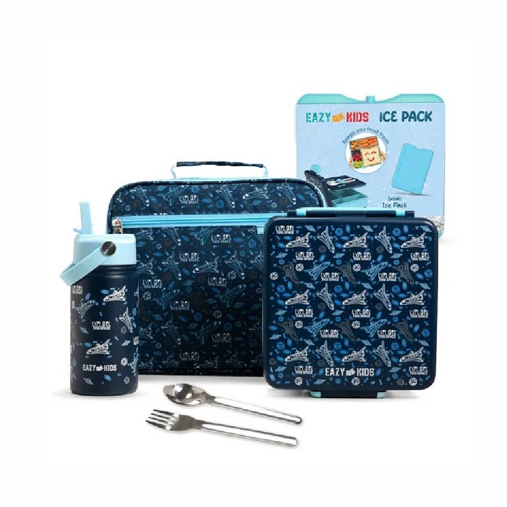 Eazy Kids - Jumbo Bento Lunch Box Set With Insulated Lunch Bag - Aircraft