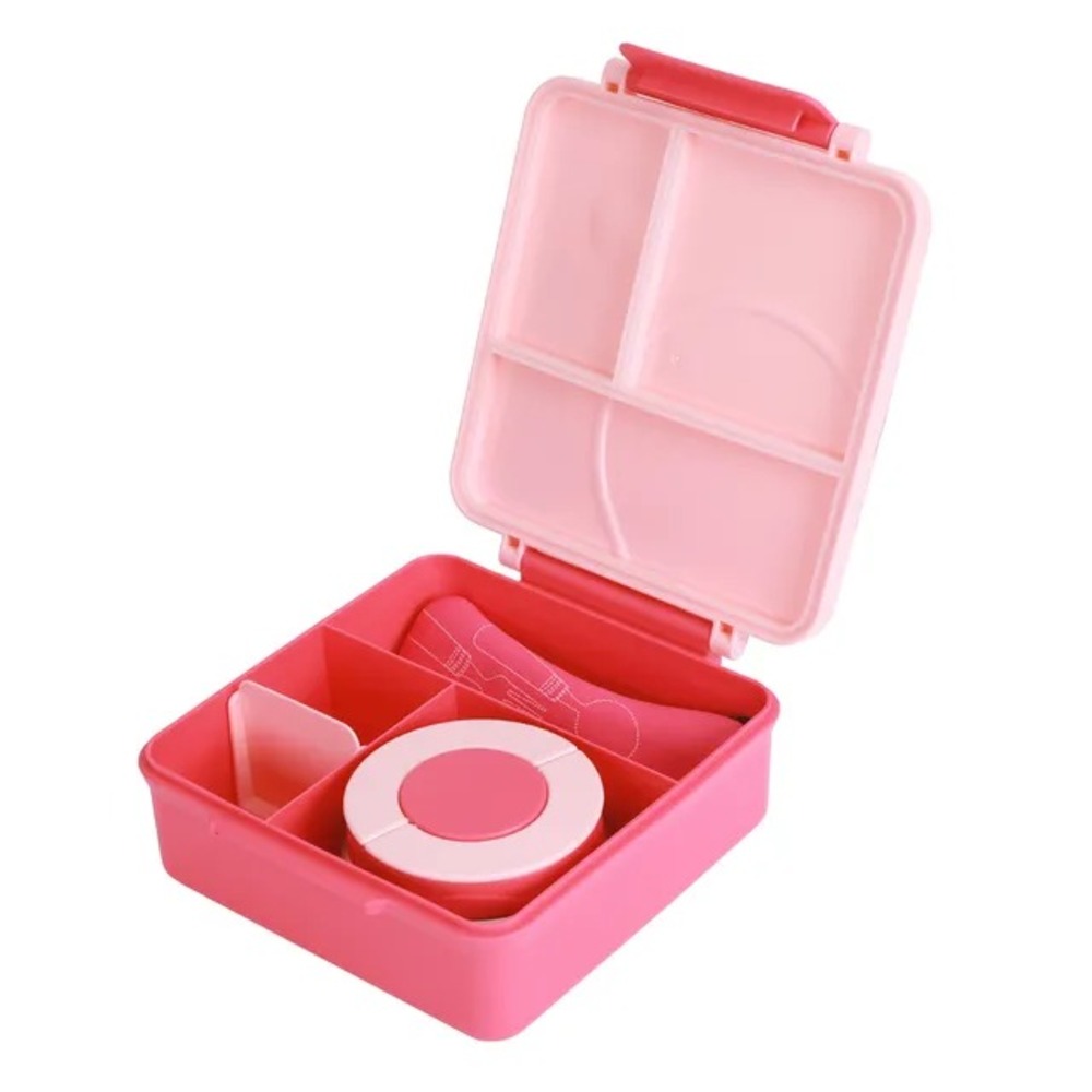 Eazy Kids - Jumbo Bento Lunch Box with Pink Lunch Bag - Food Jar and Cutlery - Pink