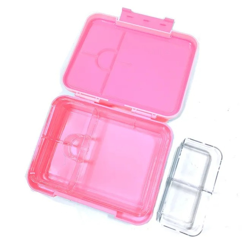 Eazy Kids -Lunch Box with 550ml Double Wall Water Bottle and Spoon Fork Set - Glitter Pink