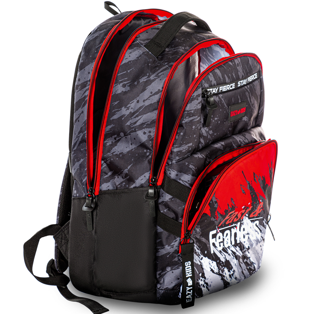 Eazy Kids – School Bag w/Laptop Compartment – 20Inch – Fast & Fearless Black b-1442010