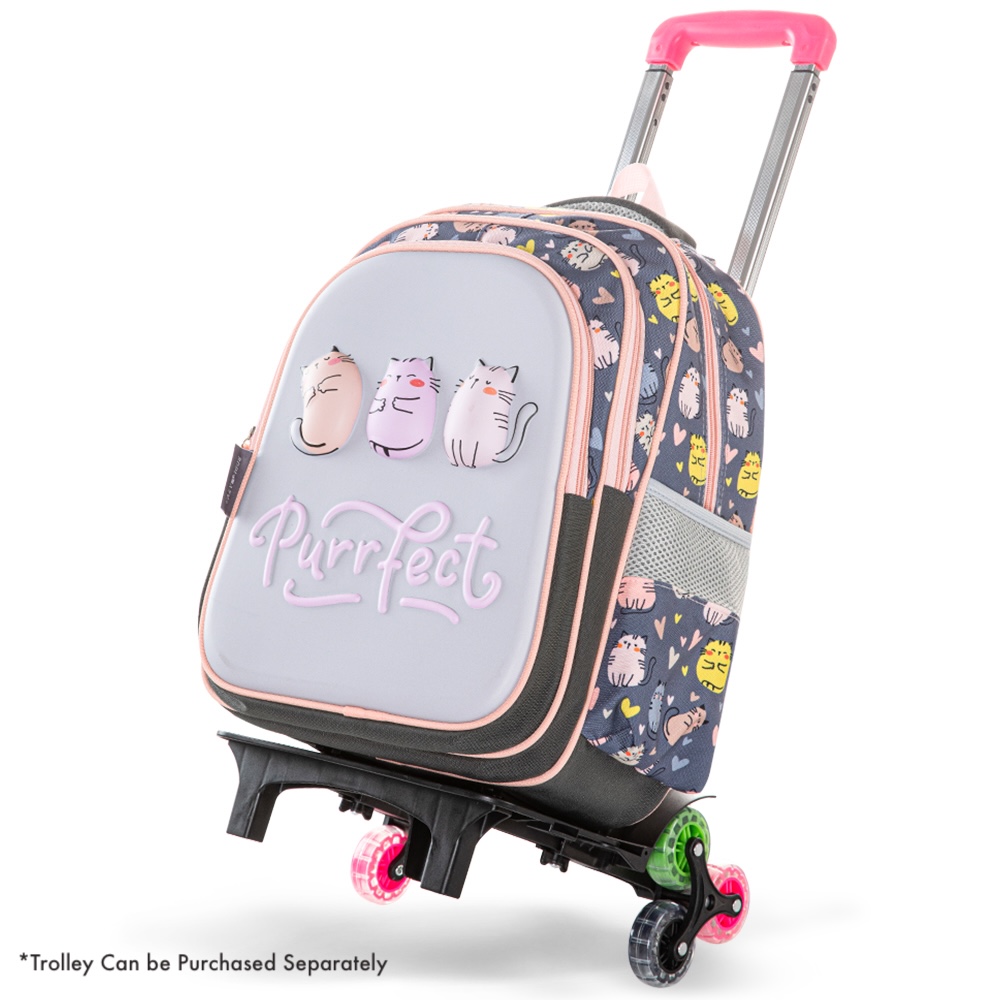 Eazy Kids – School Bag w/Pencil Case 16Inch – Purrfect Greyb-1442001