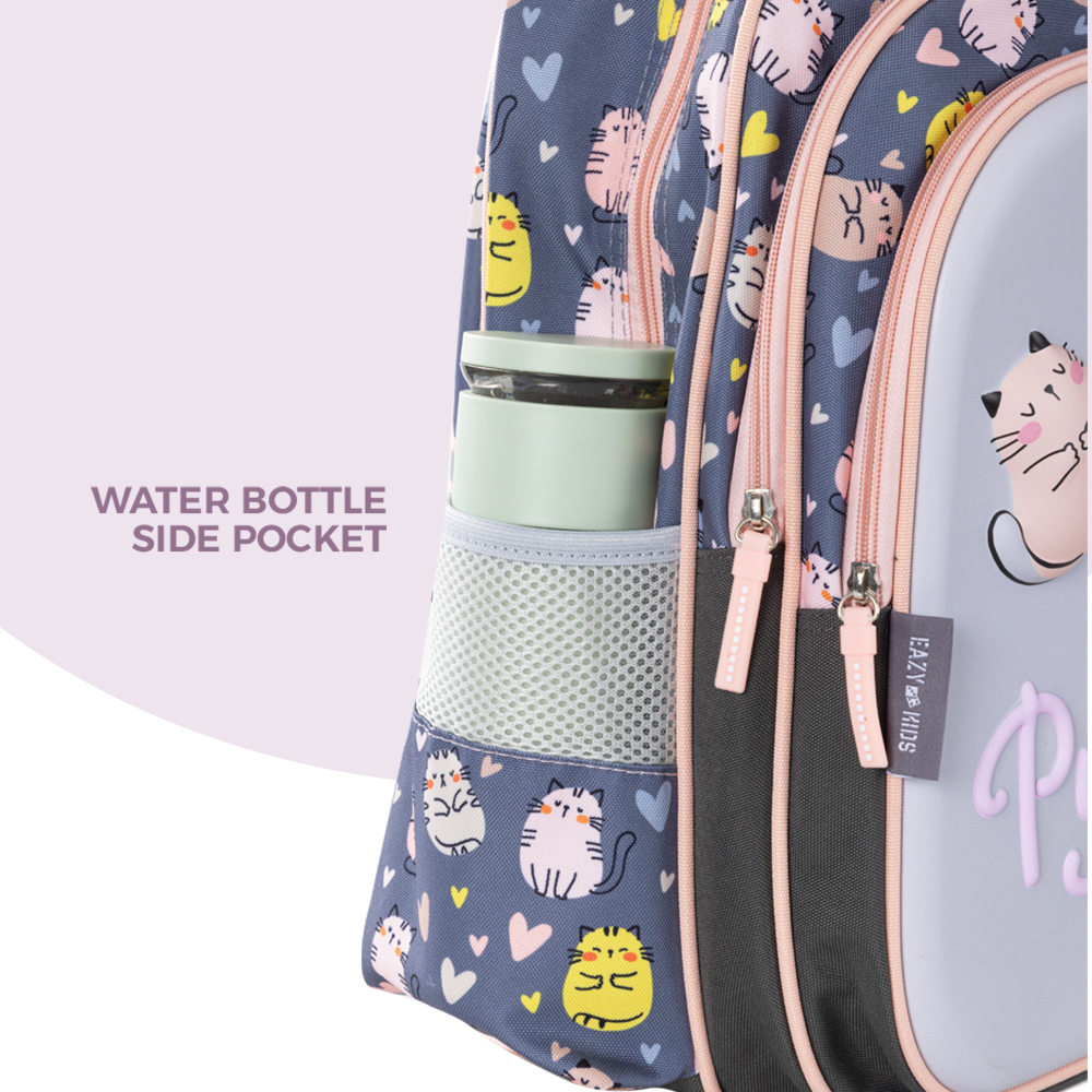 Eazy Kids – School Bag w/Pencil Case 16Inch – Purrfect Greyb-1442001