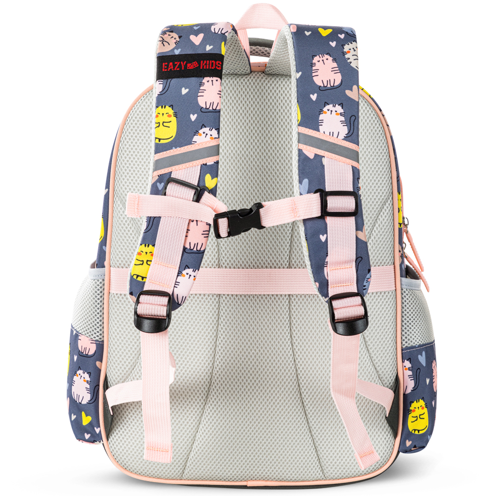 Eazy Kids – School Bag w/Pencil Case 16Inch – Purrfect Greyb-1442001