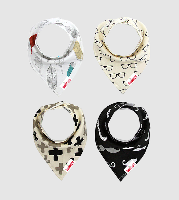 Eazy Kids - Glasses & Mustaches Bandana Bibs Set of 4
