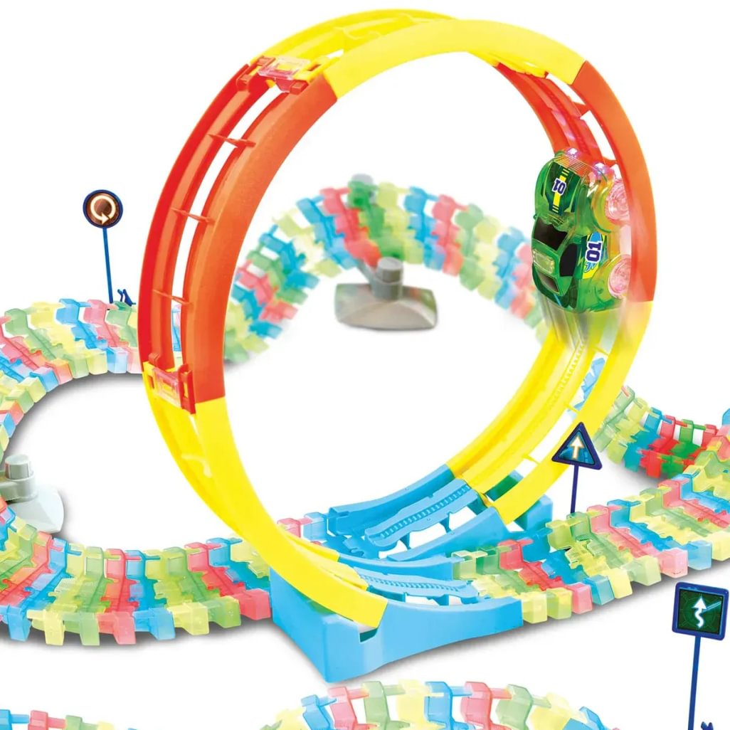 ADDO Totally Tracks Glow Race Track Set – 160 Pieces, Battery Operated