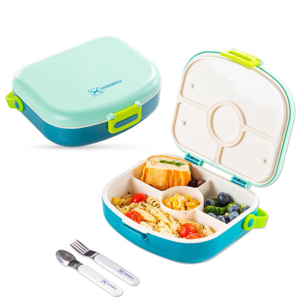 Hydrobrew - 4 Compartment Bento Lunch Box w/Spoon & Fork Set - Jade