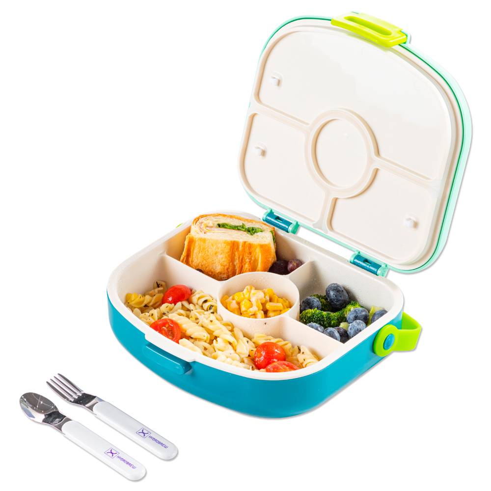 Hydrobrew - 4 Compartment Bento Lunch Box w/Spoon & Fork Set - Jade