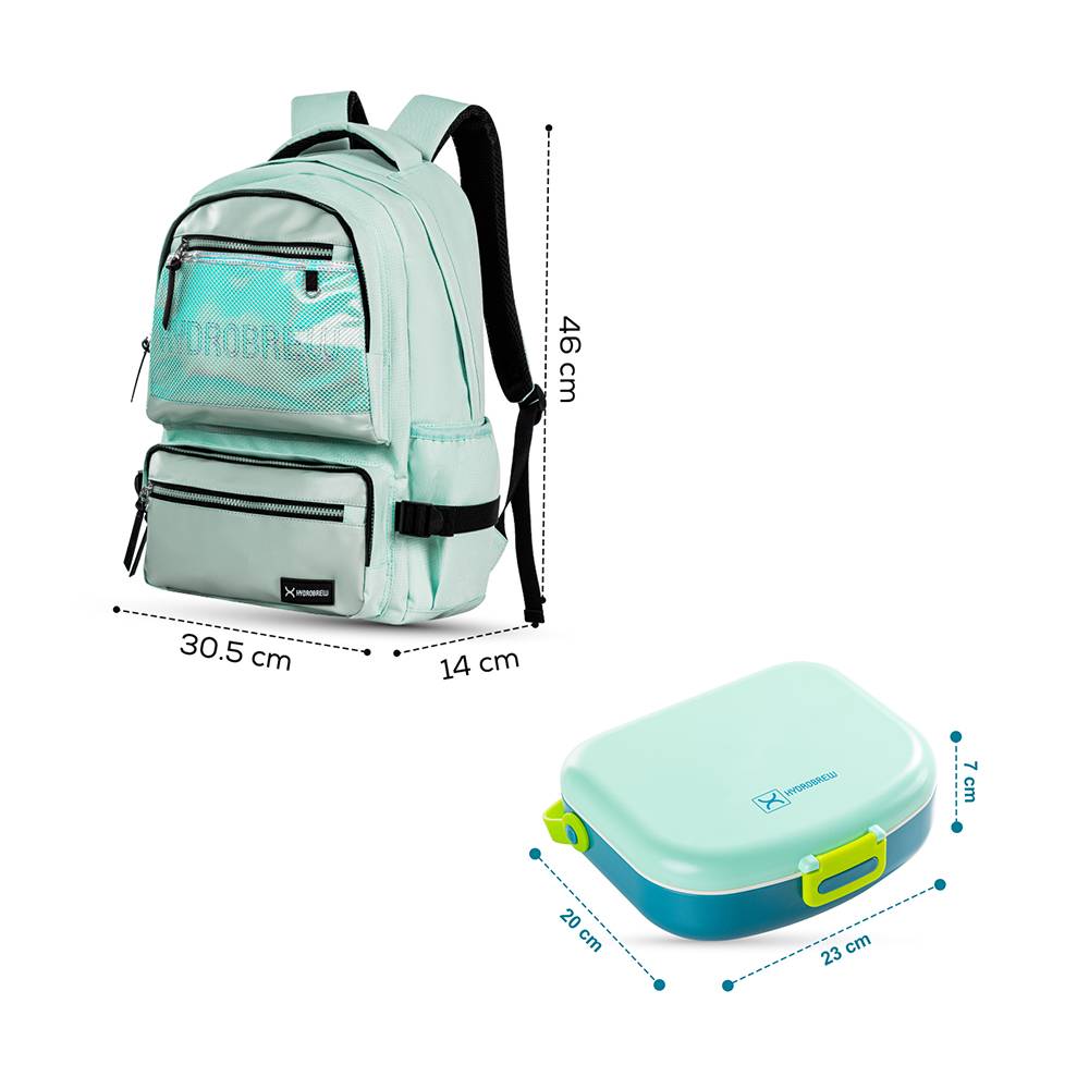 Hydrobrew – 18″ Backpack w/ Bento Lunch Box – Green