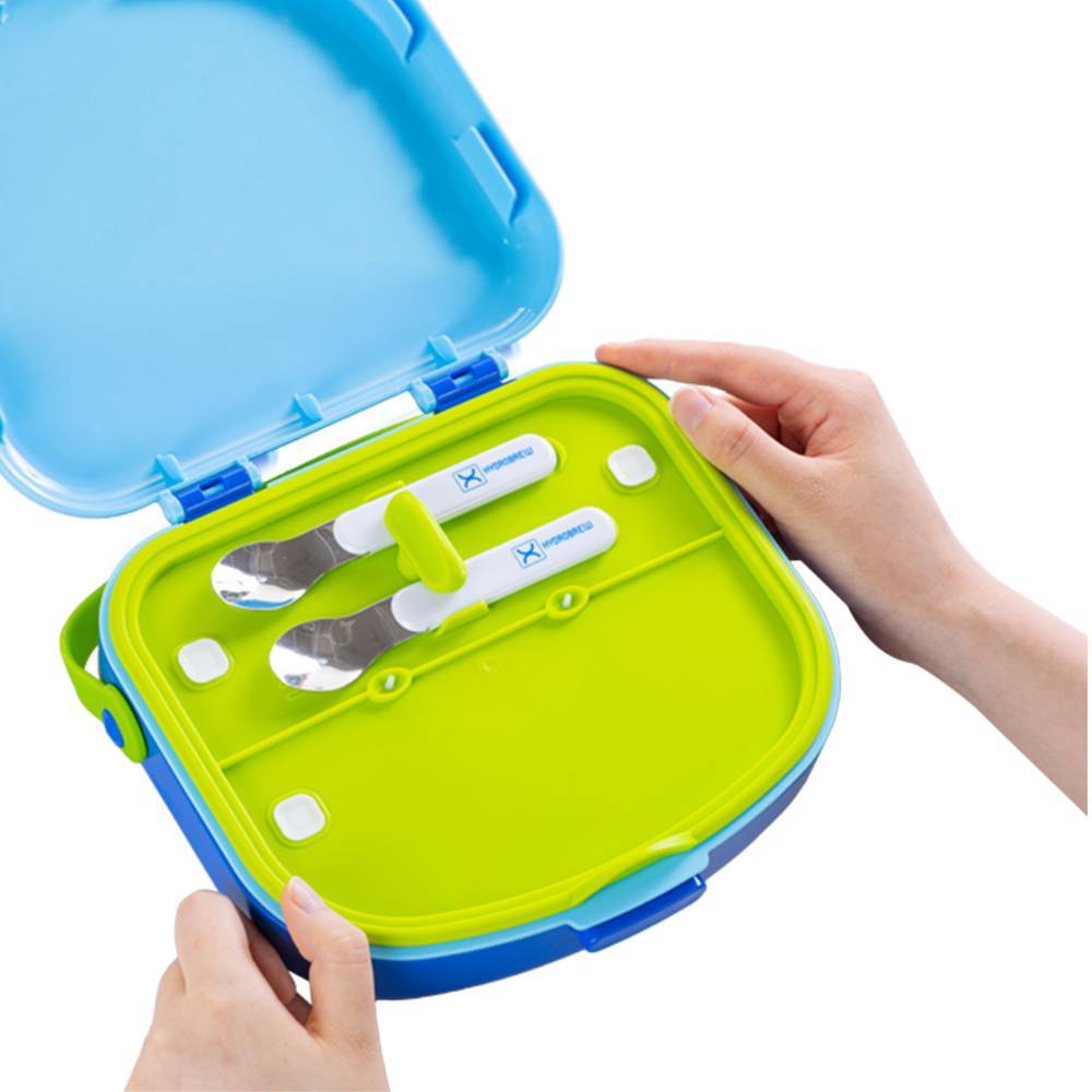 Hydrobrew – 4 Compartment Bento Lunch Box w/Spoon & Fork Set – Cobalt