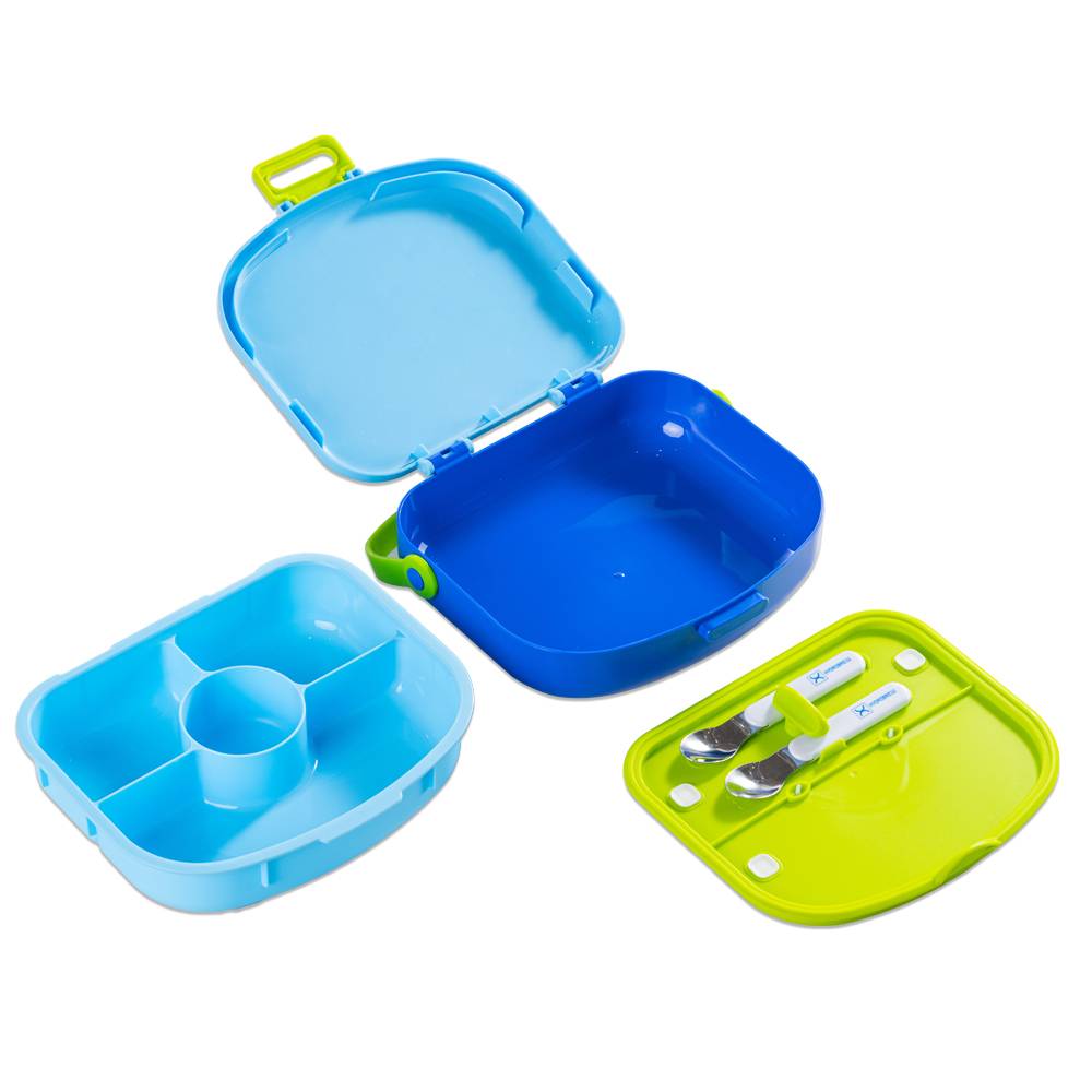 Hydrobrew – 4 Compartment Bento Lunch Box w/Spoon & Fork Set – Cobalt
