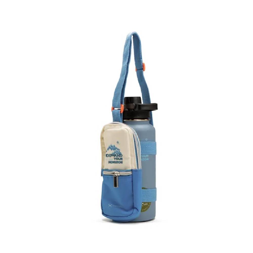 Hydrobrew -  Vacuum Insulated Travel Water Bottle w/Sling Bag, 950ml - Blue
