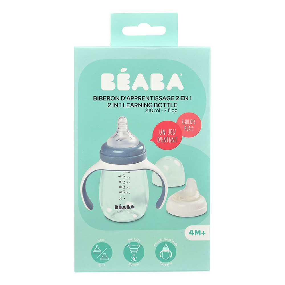 Beaba - 2-in-1 Learning Cup/ Feeding Bottle - Windy Blue