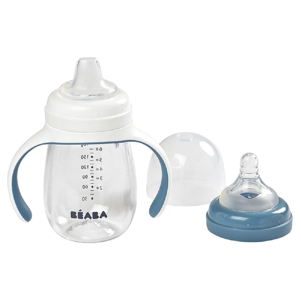Beaba - 2-in-1 Learning Cup/ Feeding Bottle - Windy Blue