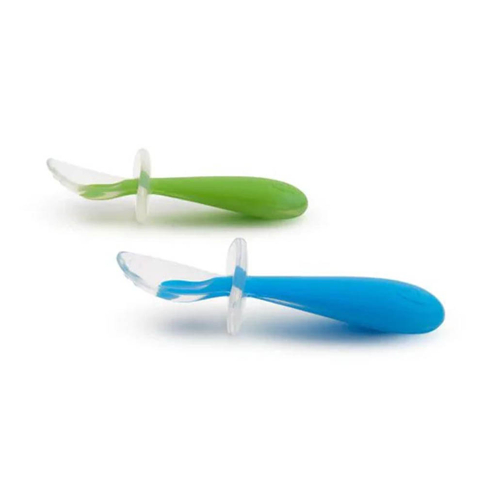 Munchkin - Gentle Scoop Silicone Training Spoons 2Pk-Blue/Green