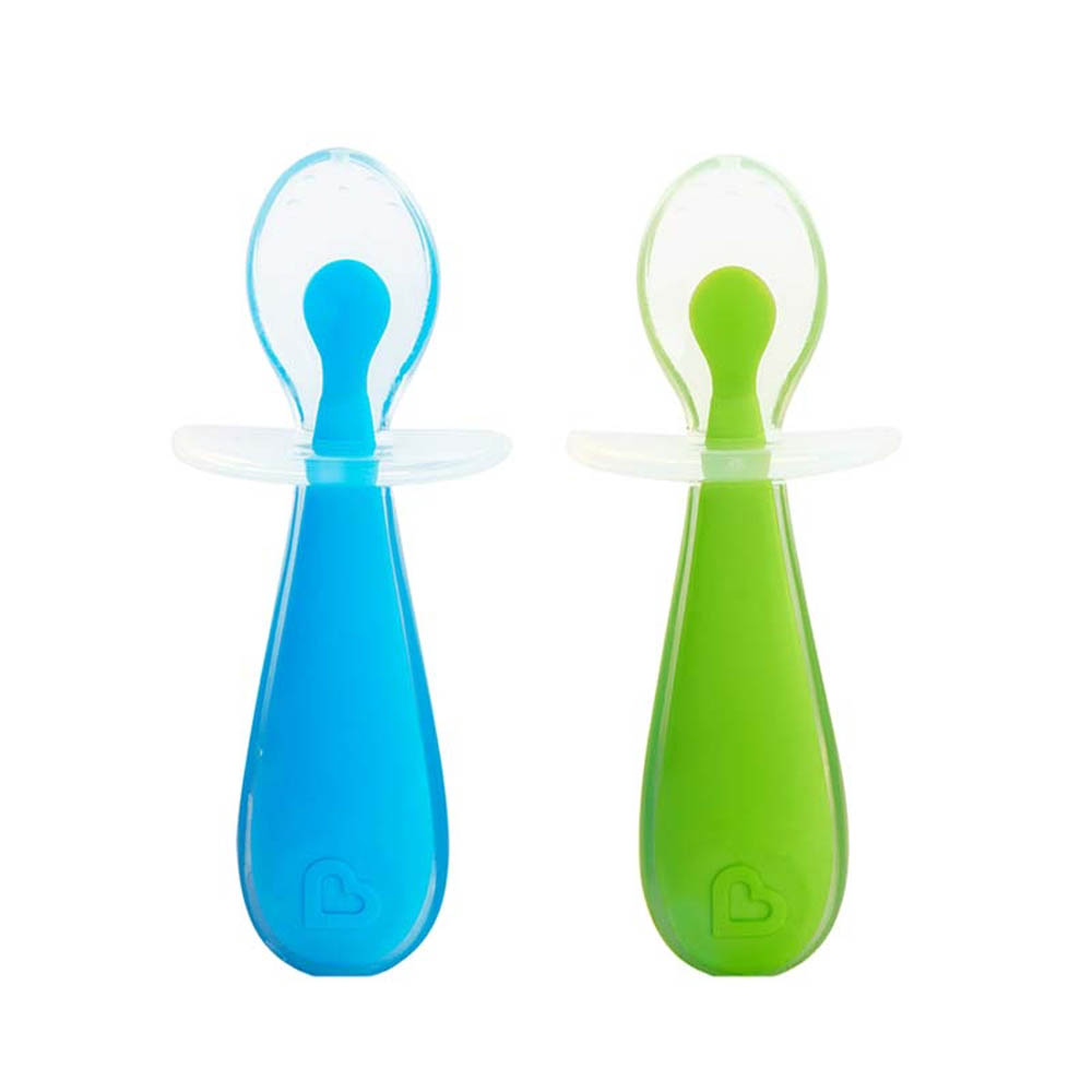 Munchkin - Gentle Scoop Silicone Training Spoons 2Pk-Blue/Green