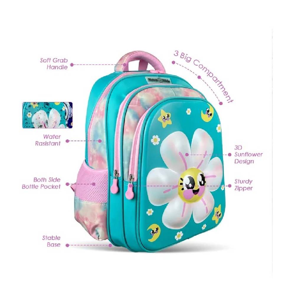 Nova Kids - 3D School Bag - Daisy Green -16.5 inch