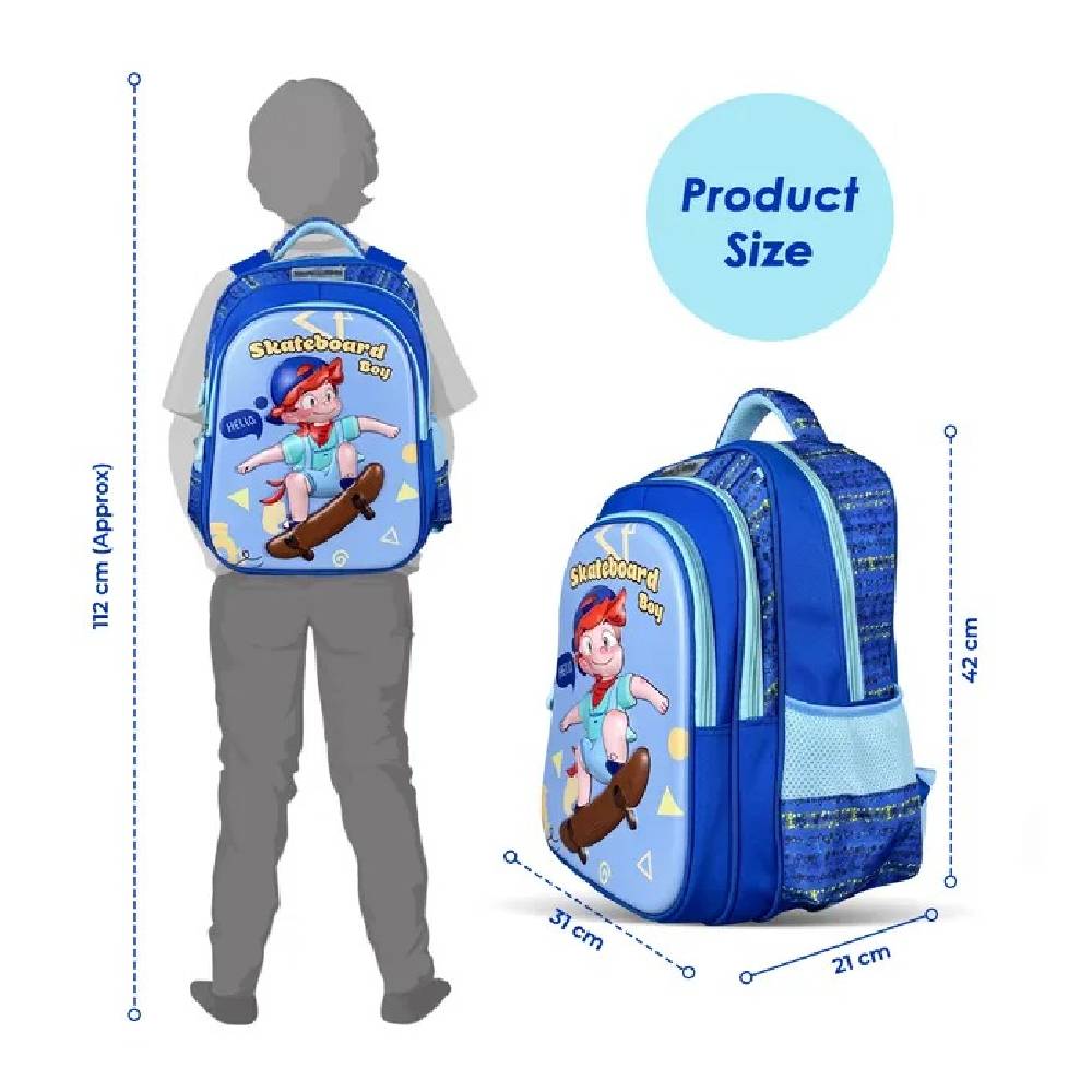 Nova Kids – 3D School Bag – Skater Blue -16.5 inch