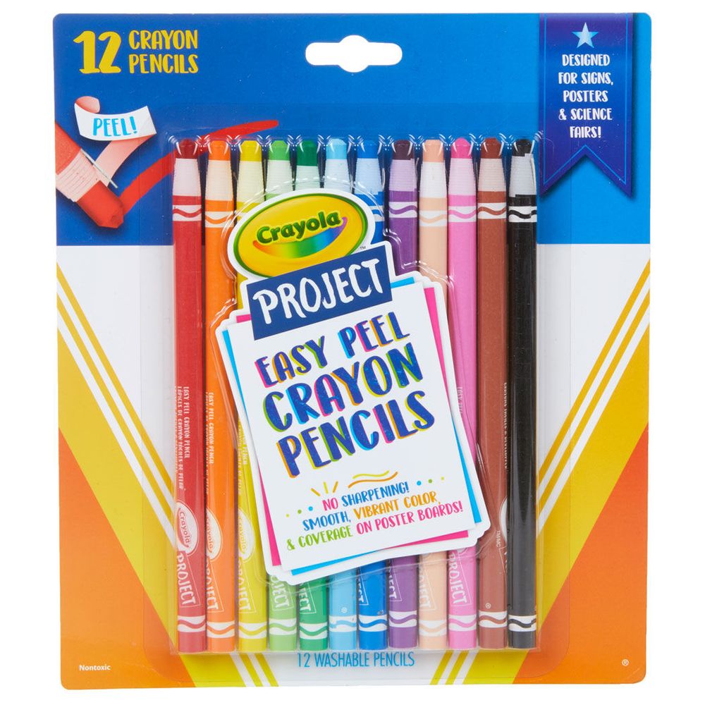 Crayola – 12ct Easy Peel Crayon Pencils