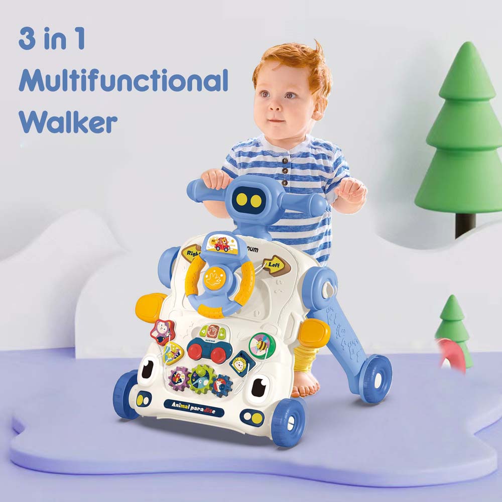 Teknum - 3 - IN - 1 Baby Walker / Learning Table Mode / Game Panel Mode with Musical keyboard - Blue