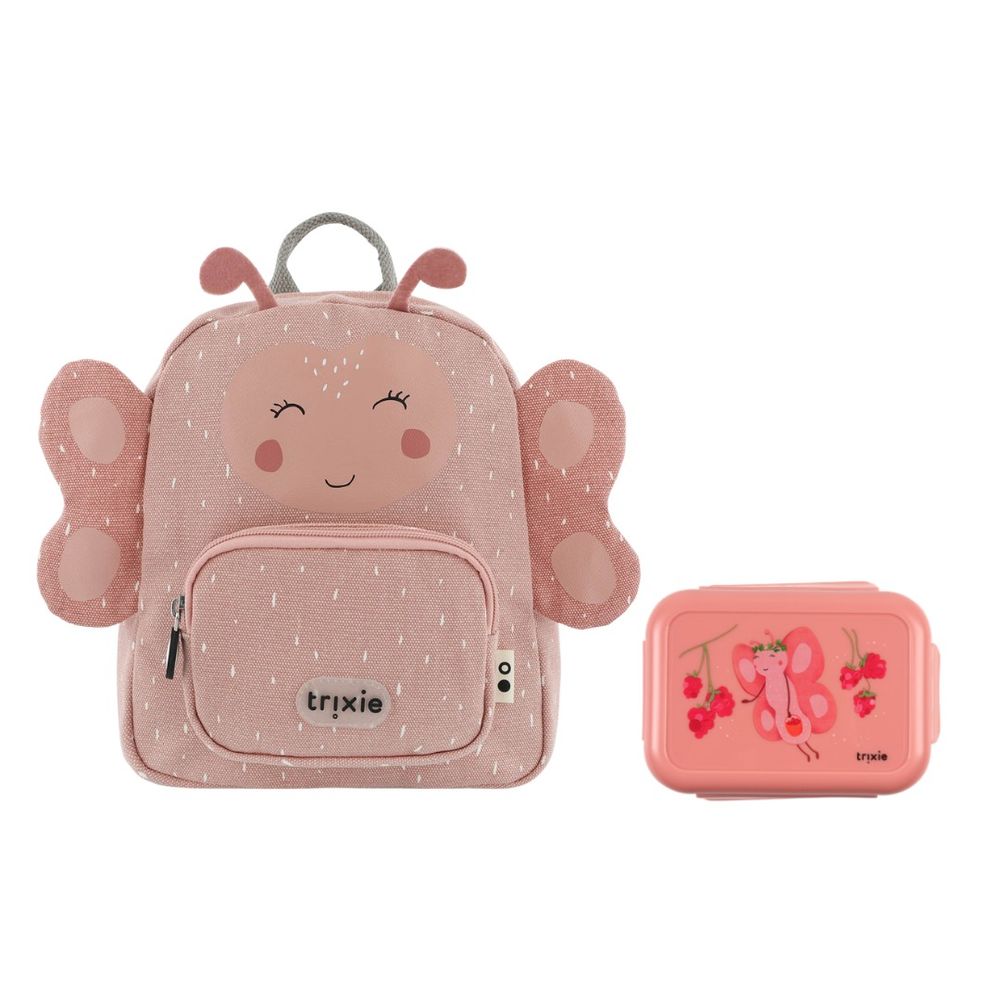 Starter Set - Backpack Regular + Leakproof Lunch Box With Clips - Mrs. Butterfly