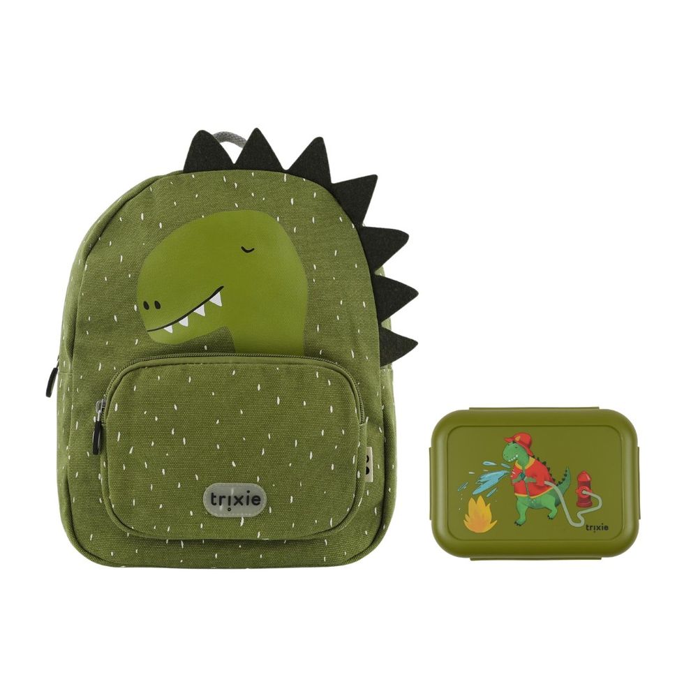 Starter Set - Backpack Regular + Leakproof Lunch Box With Clips - Mr. Dino