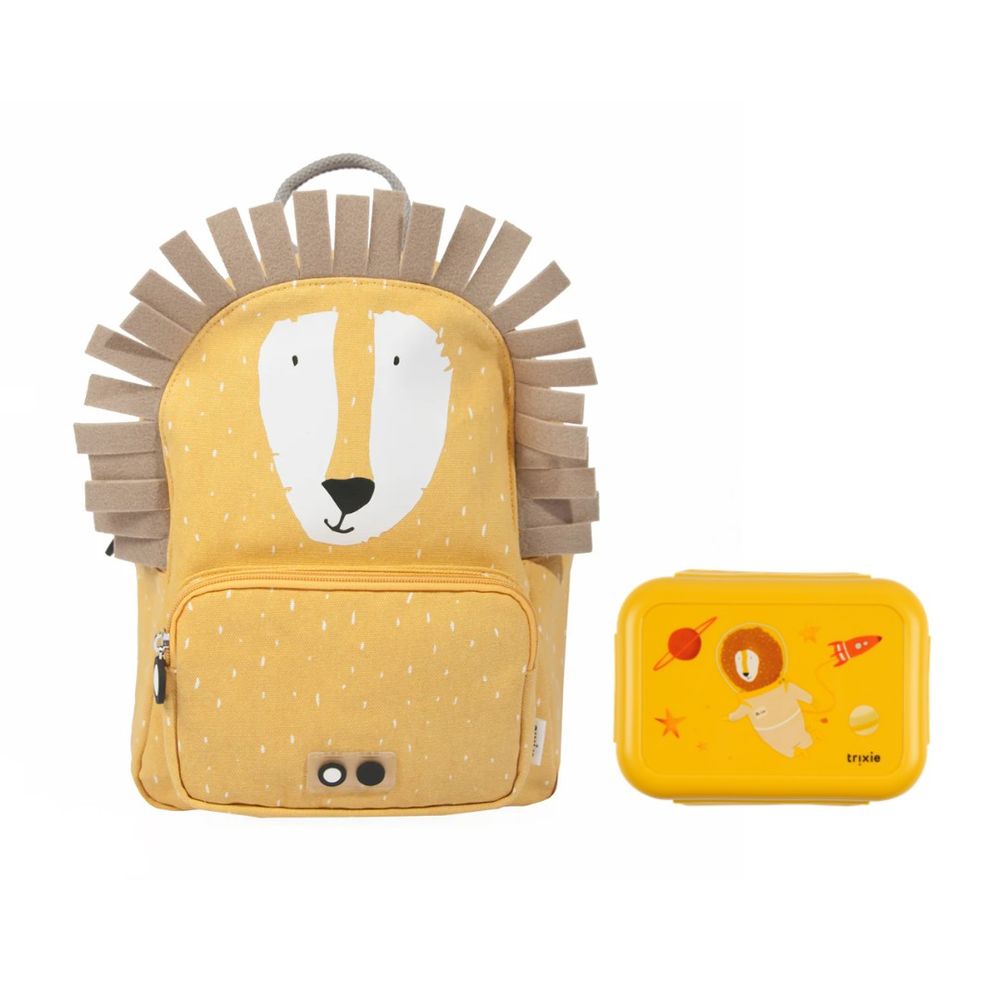 Starter Set - Backpack Regular + Leakproof Lunch Box With Clips - Mr. Lion