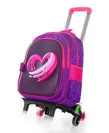 Eazy Kids – School Bag w/ – Trolley – 16Inch – Love & Hugs Purple