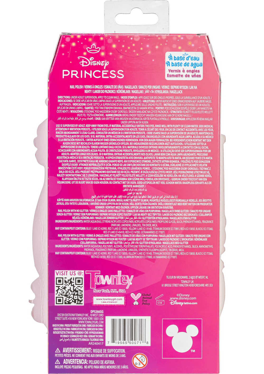 Townley Disney Princess 8-Pack Nail Polish in Dress-Shaped Bottles