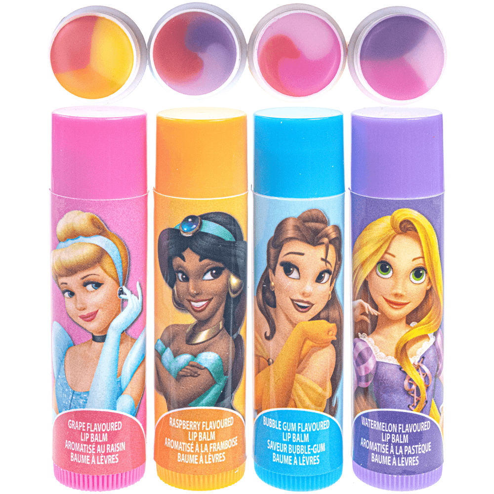 Townley Disney Princess 4-Pack Swirl Lip Balm with Shaped Tin