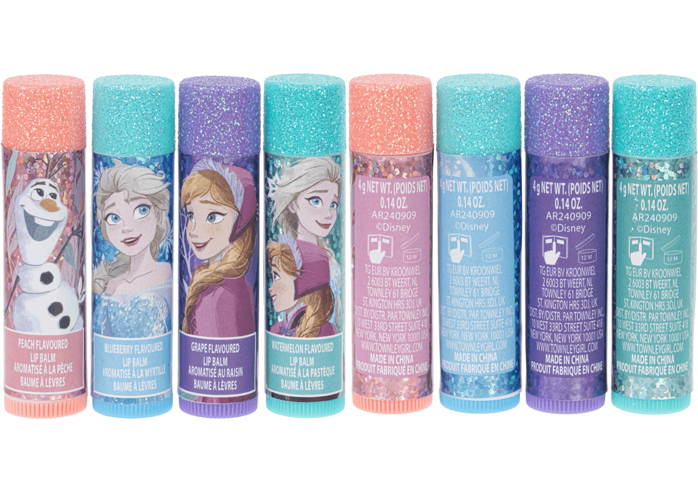 Townley Disney Frozen 4-Pack Lip Balm with Mini Train Case