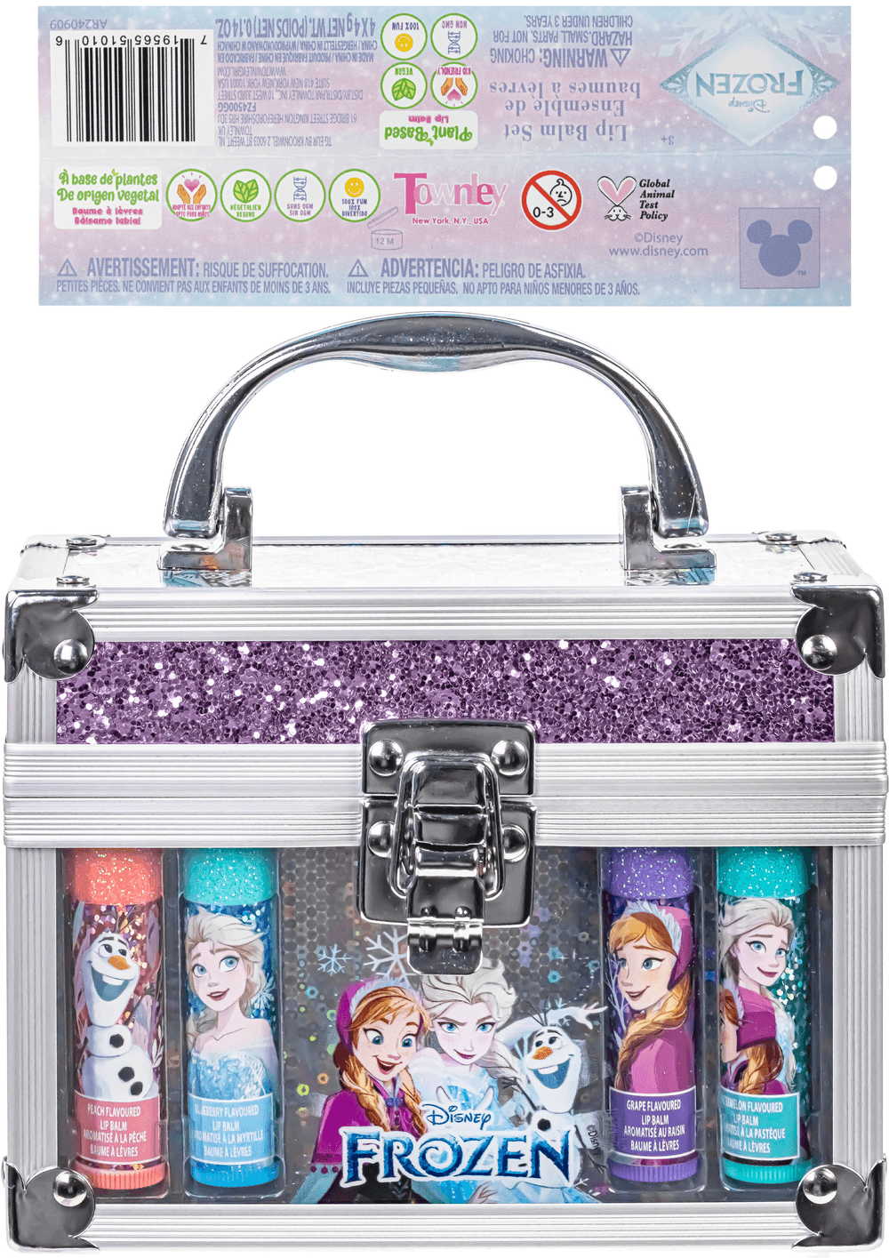 Townley Disney Frozen 4-Pack Lip Balm with Mini Train Case