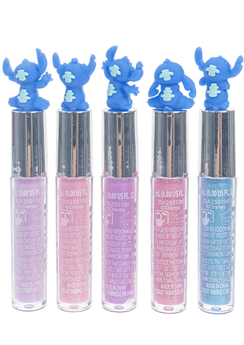 Townley Stitch 5-Pack Lip Gloss Set with 3D Character Toppers