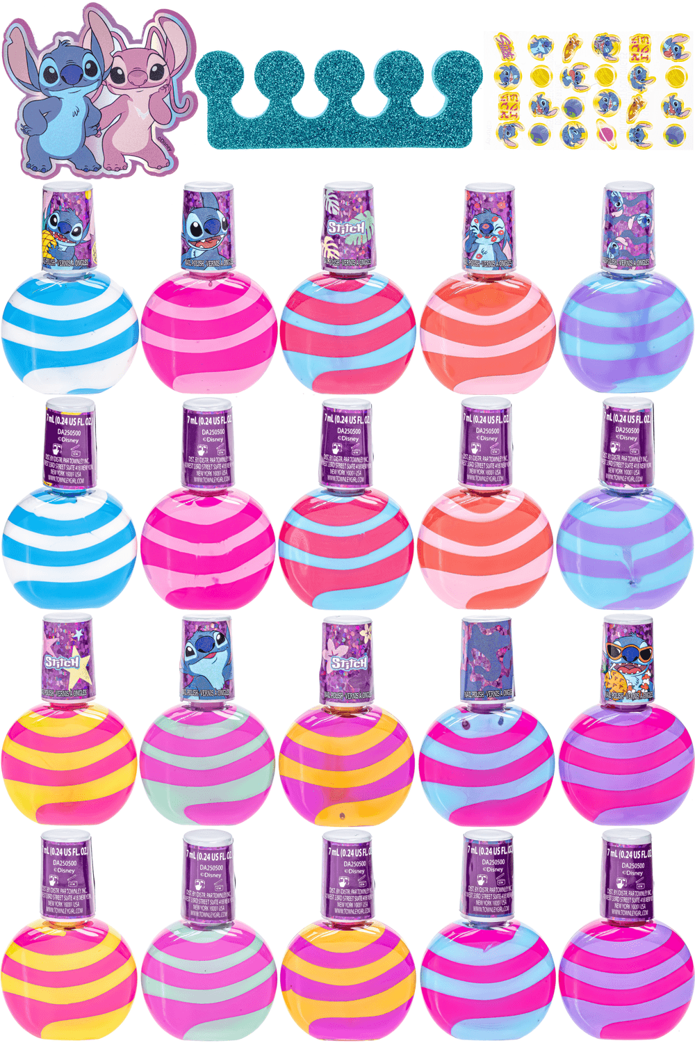 Townley Stitch 10-Pack Swirl Nail Polish with Nail Accessories