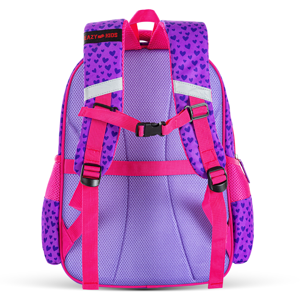 Eazy Kids – School Bag w/ – Trolley – 16Inch – Love & Hugs Purple