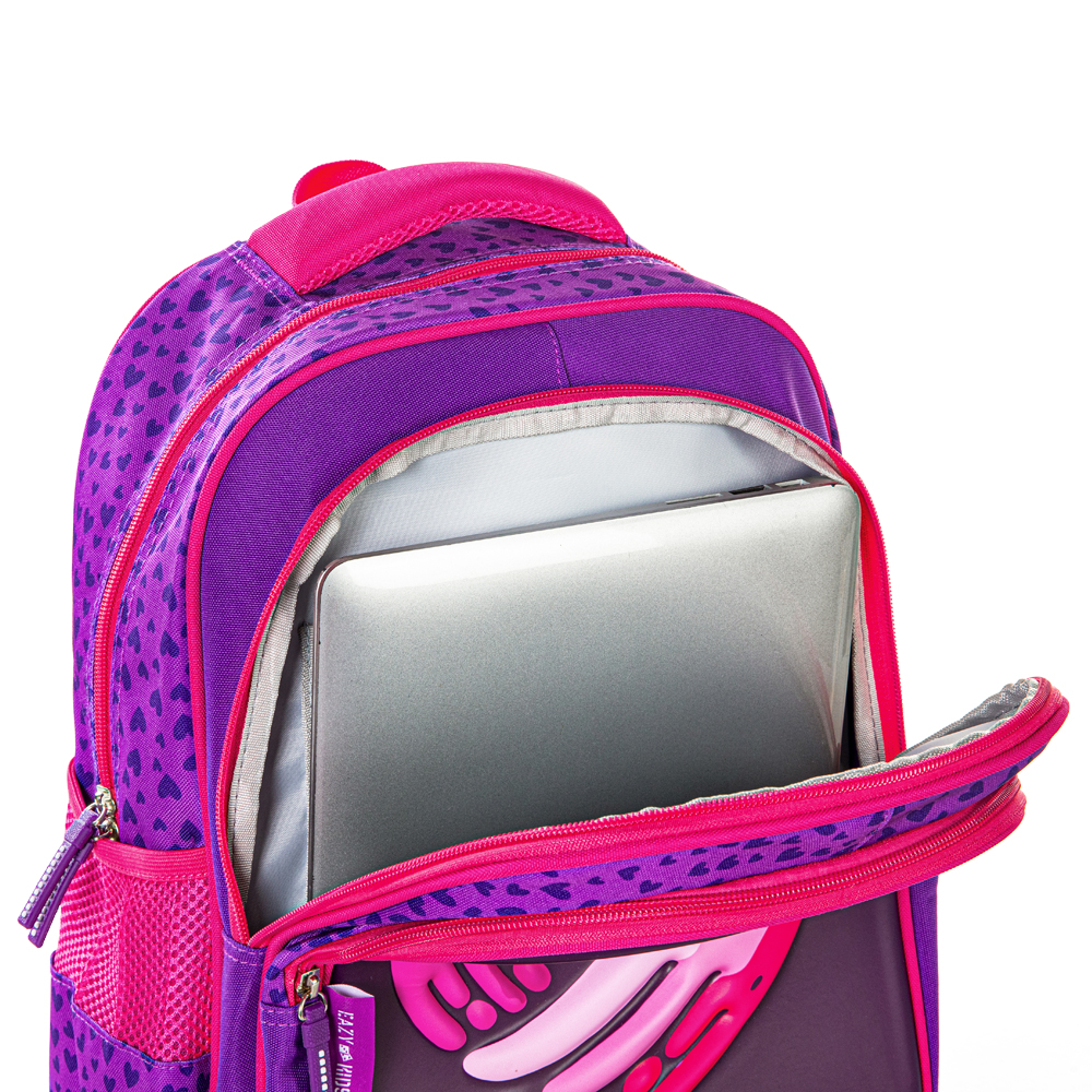 Eazy Kids – School Bag w/ – Trolley – 16Inch – Love & Hugs Purple