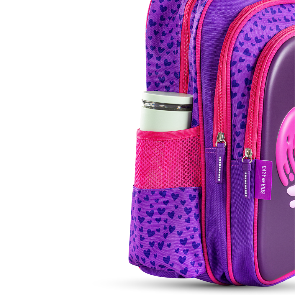 Eazy Kids – School Bag w/ – Trolley – 16Inch – Love & Hugs Purple