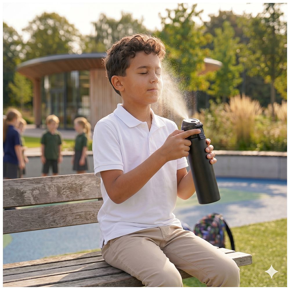 Eazy Kids Personalized - Insulated Stainless Steel Water Bottle w/Spray , 640ml Black