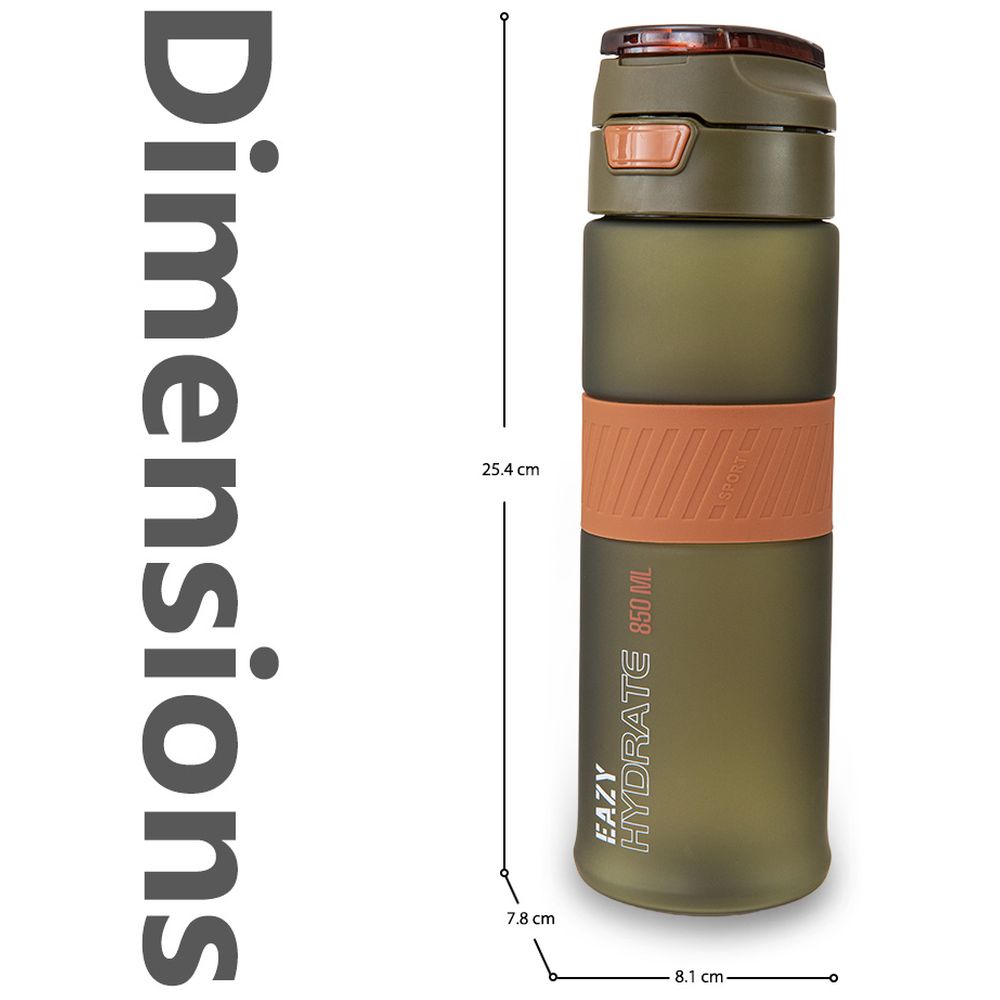 Eazy Kids Personalized Tritan Water Bottle 850ml with Spout Lid & Handle – Olive Green