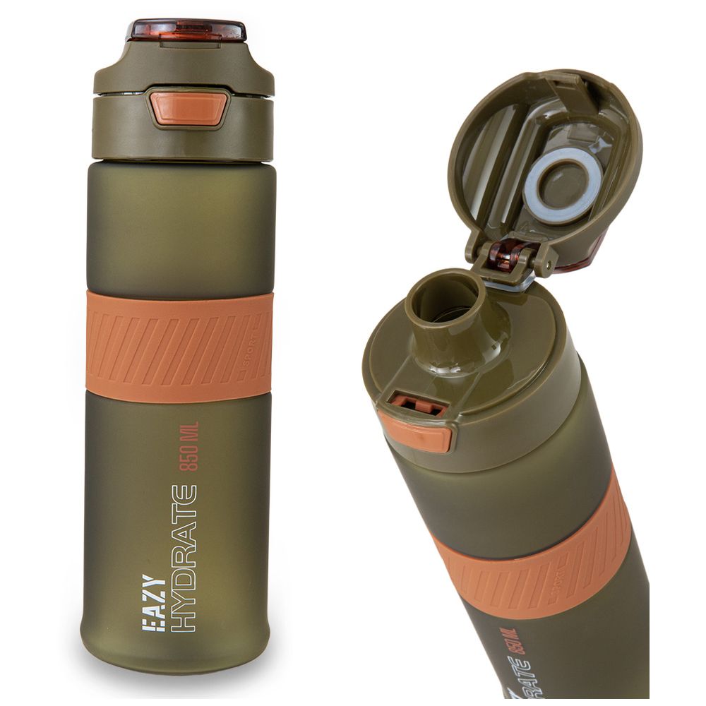 Eazy Kids Personalized Tritan Water Bottle 850ml with Spout Lid & Handle – Olive Green