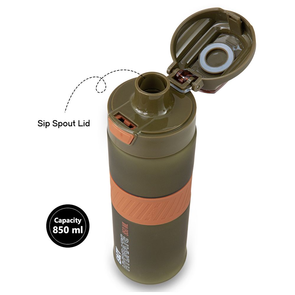 Eazy Kids Personalized Tritan Water Bottle 850ml with Spout Lid & Handle – Olive Green