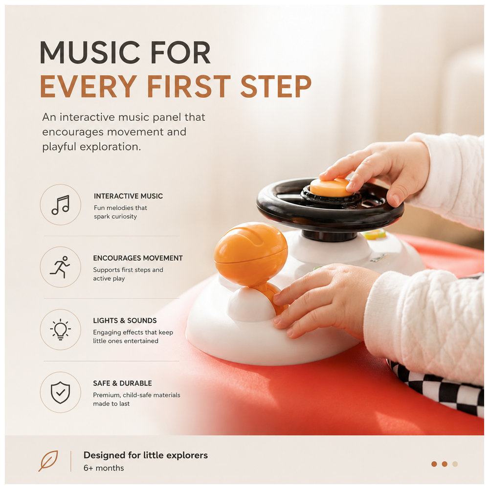 Neobreez – Navix 3-in-1 Baby Walker With Music & Lights – Red/Grey
